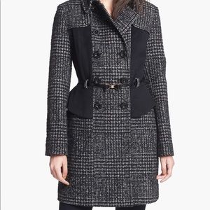 Betsy Johnson Black Tweed Peplum Peacoat